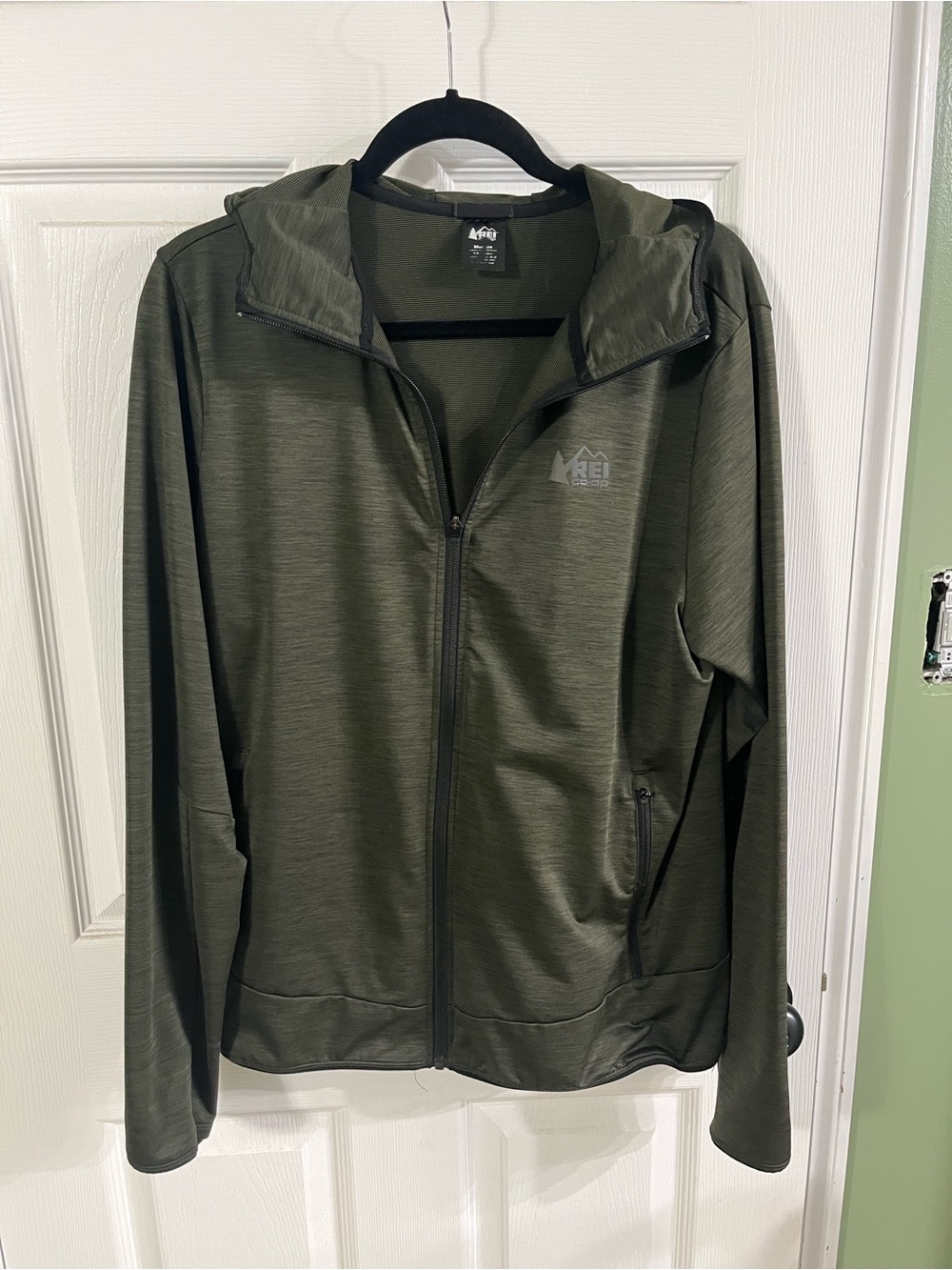 REI Olive Hooded Lightweight Full-Zip Jacket